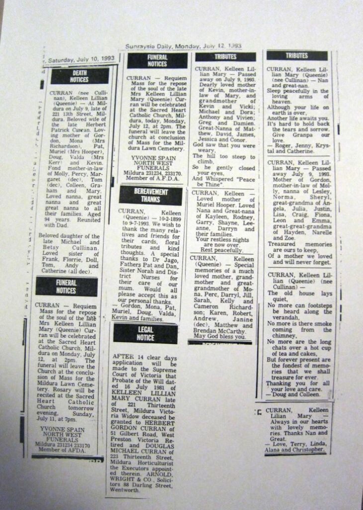 Collection of death notices